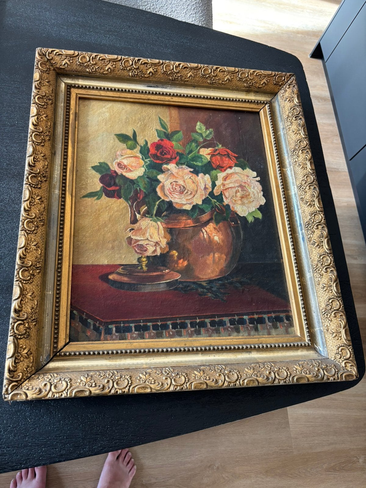 Bloemenpracht Stilleven schilderij barok goud lijst, Ophalen of Verzenden