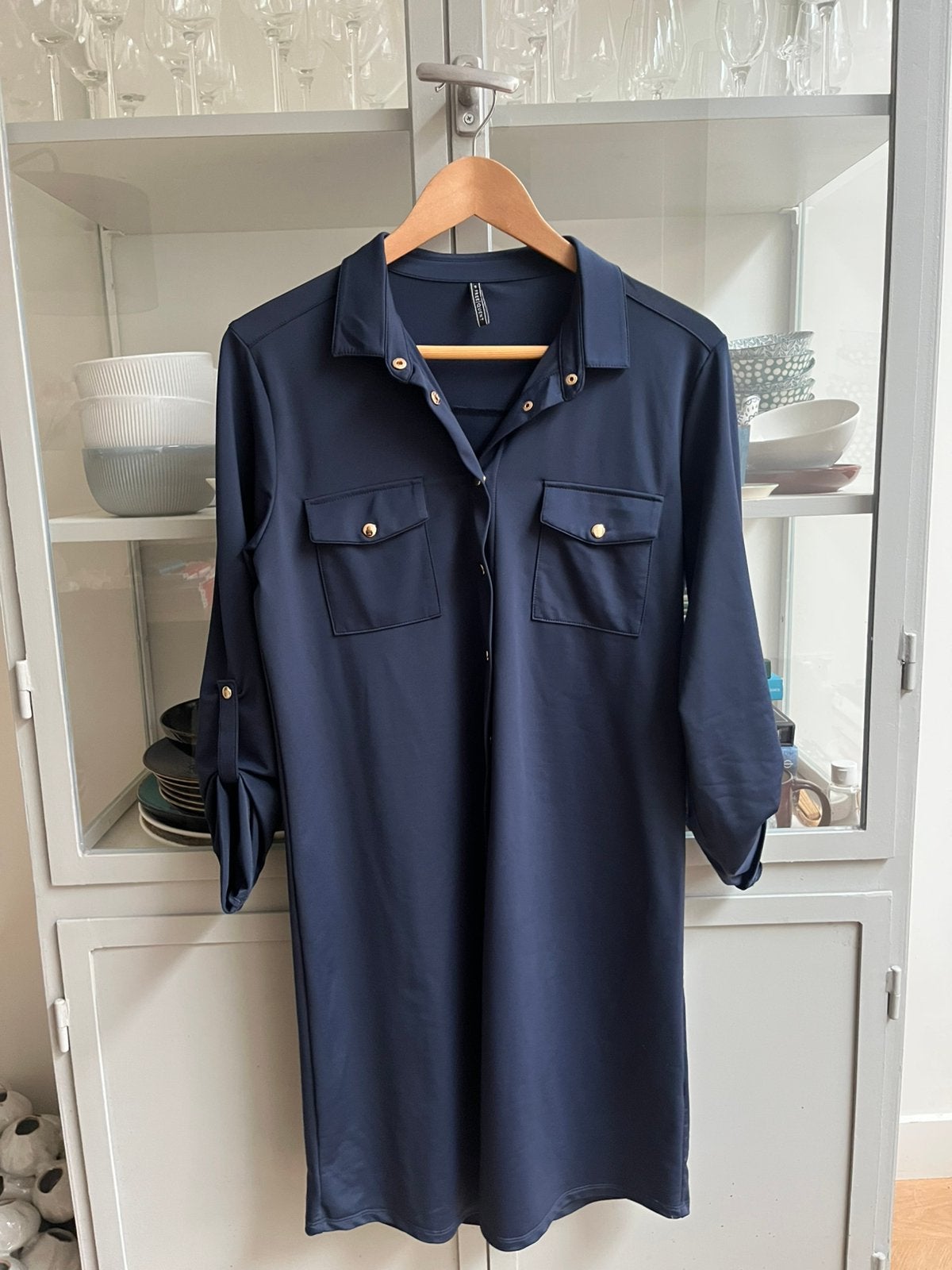 Frequent travelstof blousejurk maat S, Kleding | Dames, Blauw, Ophalen of Verzenden, Zo goed als nieuw, Maat 36 (S)