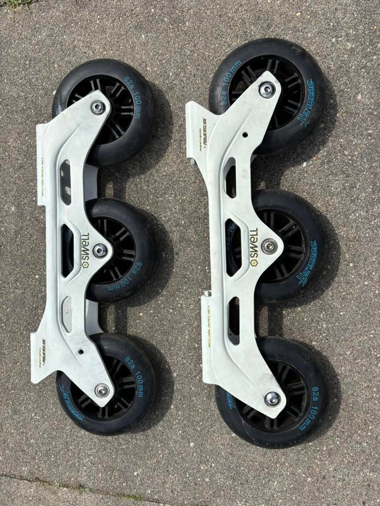 Frame powerslide swell met doubleff wielen 100mm 82a, Sport en Fitness, Skeelers, Ophalen of Verzenden, Zo goed als nieuw, Wielen of Lagers