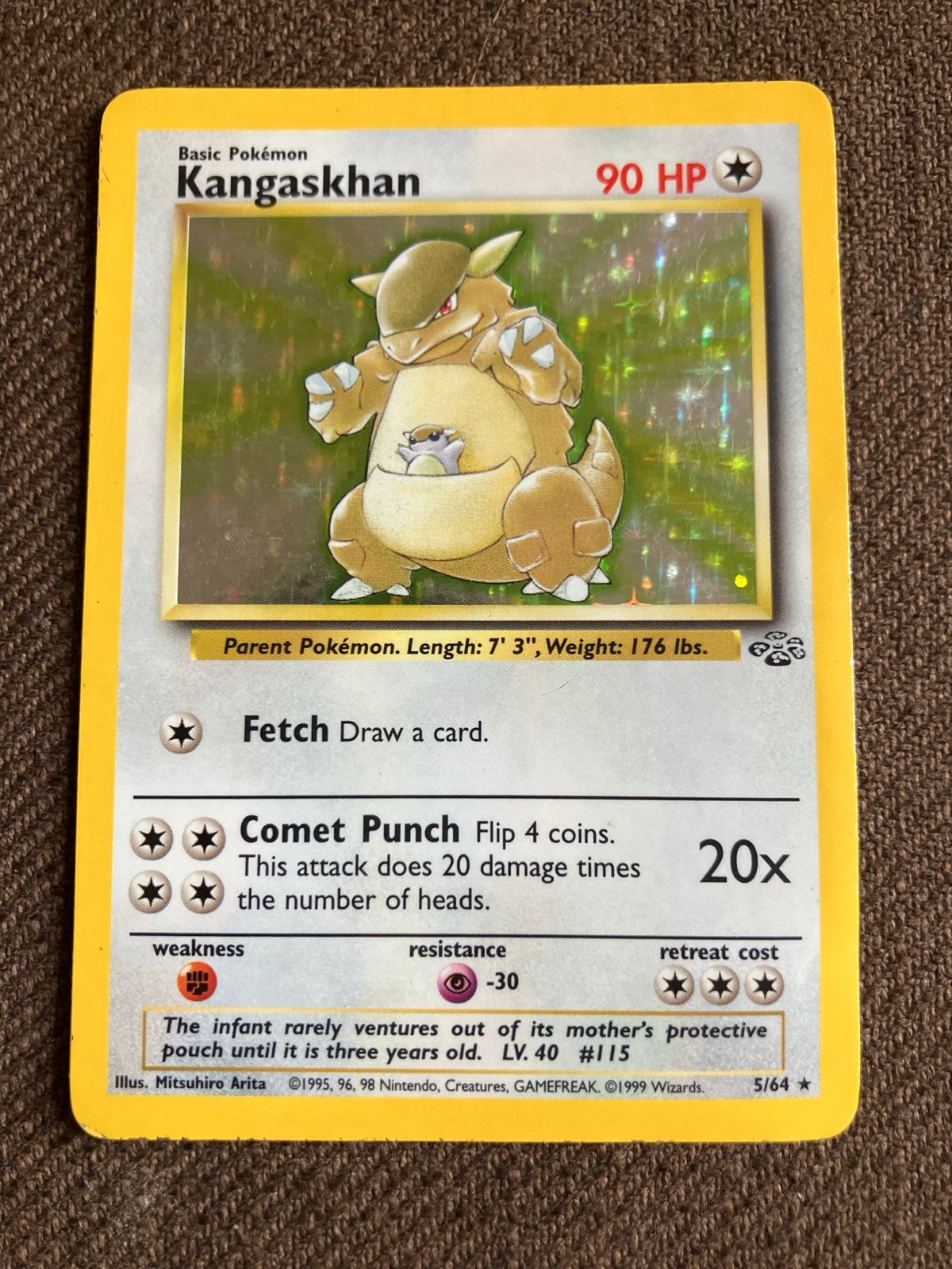 Kangaskhan Holo Rare Jungle Set Pokémon Kaart 5/64, Verzenden, Gebruikt, Losse kaart, Foil