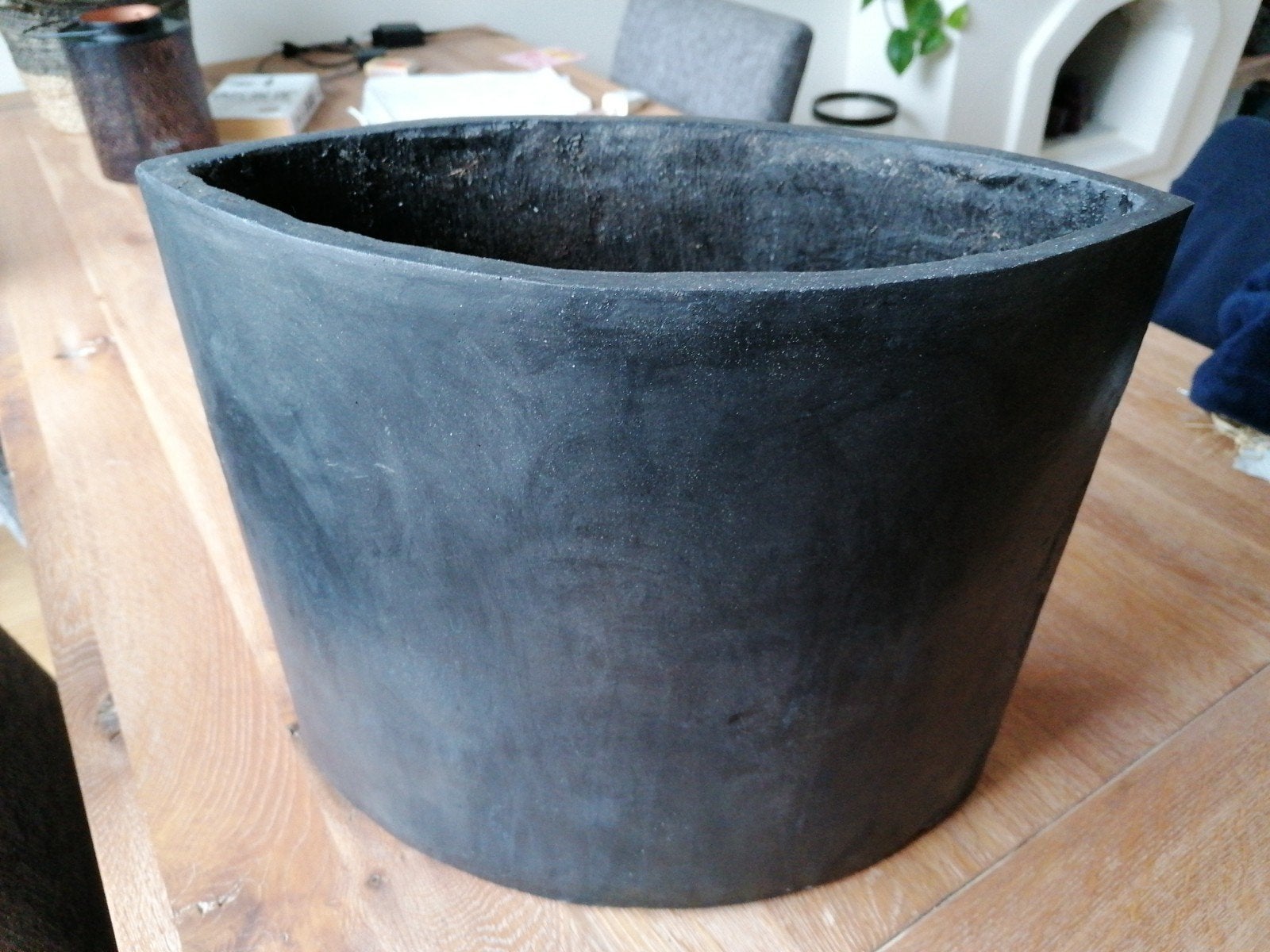 Ovale granieten plantenpot, Tuin en Terras, Gebruikt, Minder dan 60 cm, Binnen, Ophalen of Verzenden