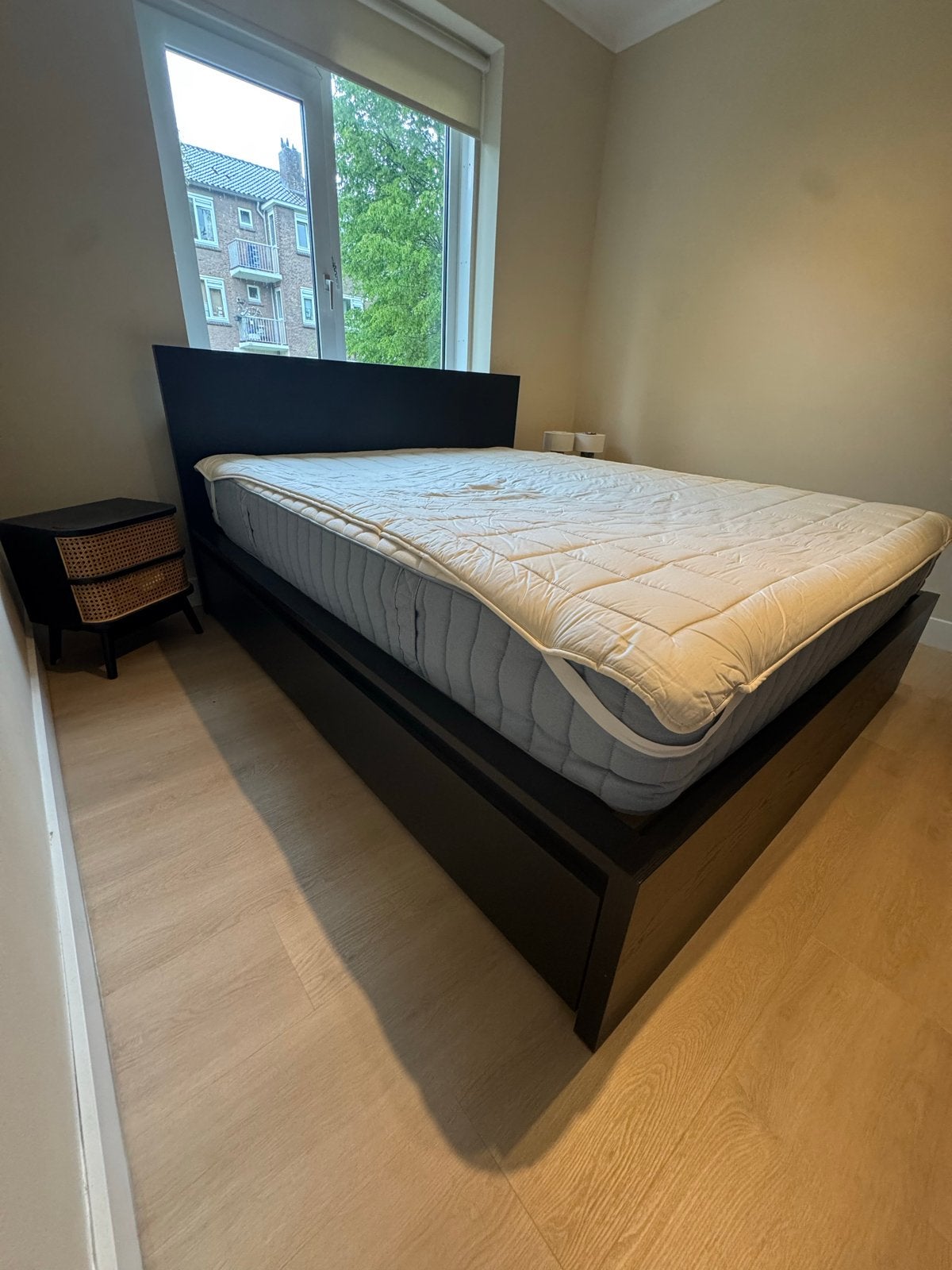 IKEA Malm tweepersoonsbed 160x200 4 lades lattenbodem matras, Huis en Inrichting, Slaapkamer | Bedden, Ophalen, Gebruikt, Zwart