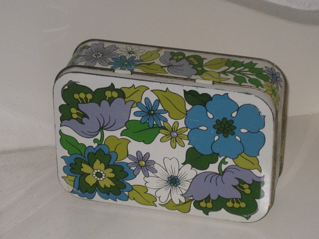 Vintage Retro Blik Bloem Motief Engeland, Verzamelen, Ophalen, Zo goed als nieuw, Overige
