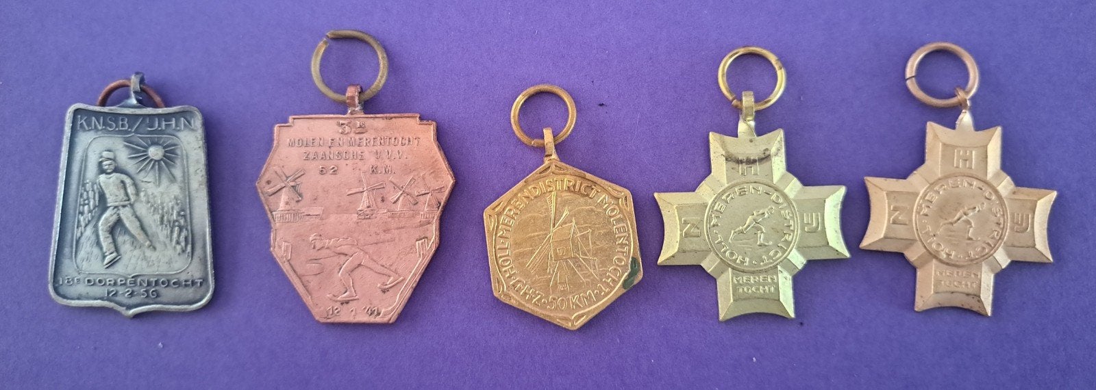 5x Schaatsmedailles - Diverse Tochten (Niet Los Te Koop), Postzegels en Munten, Penningen en Medailles, Ophalen of Verzenden