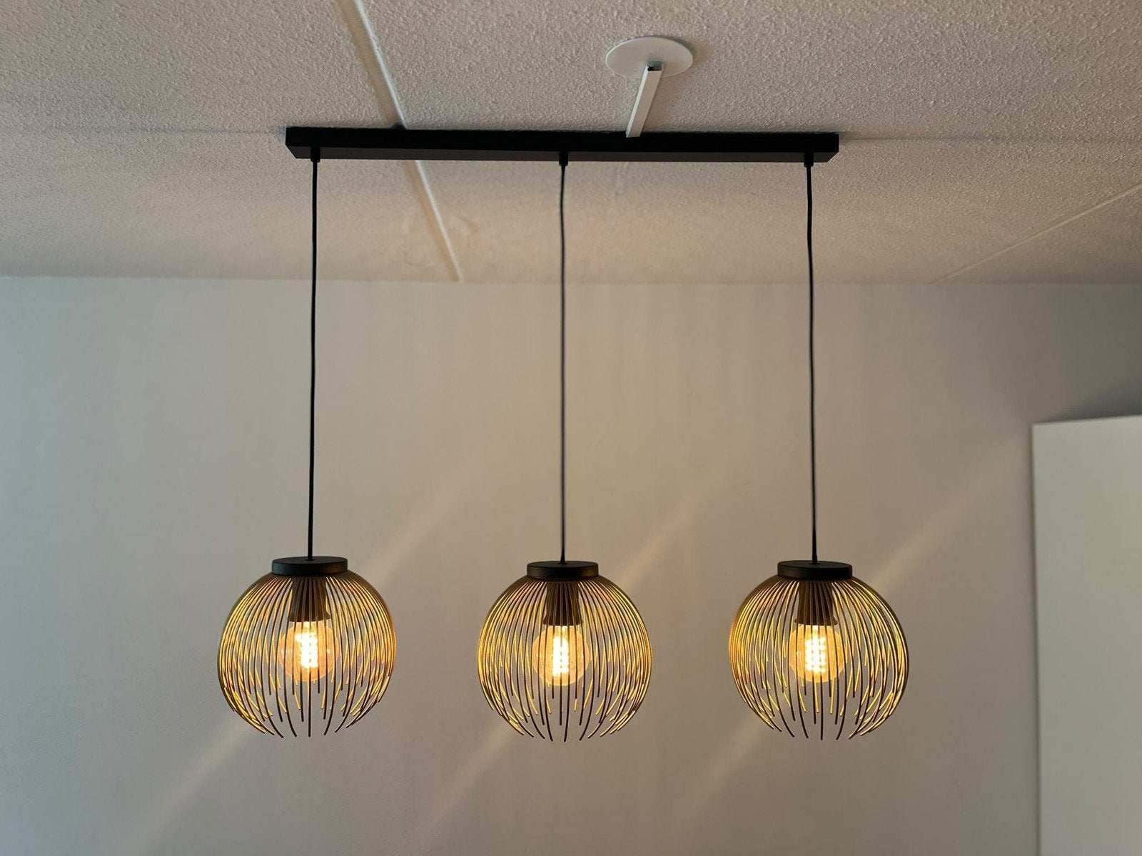EGLO Venezuela hanglamp met 3 filament lampen, Ophalen, Modern, industrieel, E27 (groot), Zo goed als nieuw