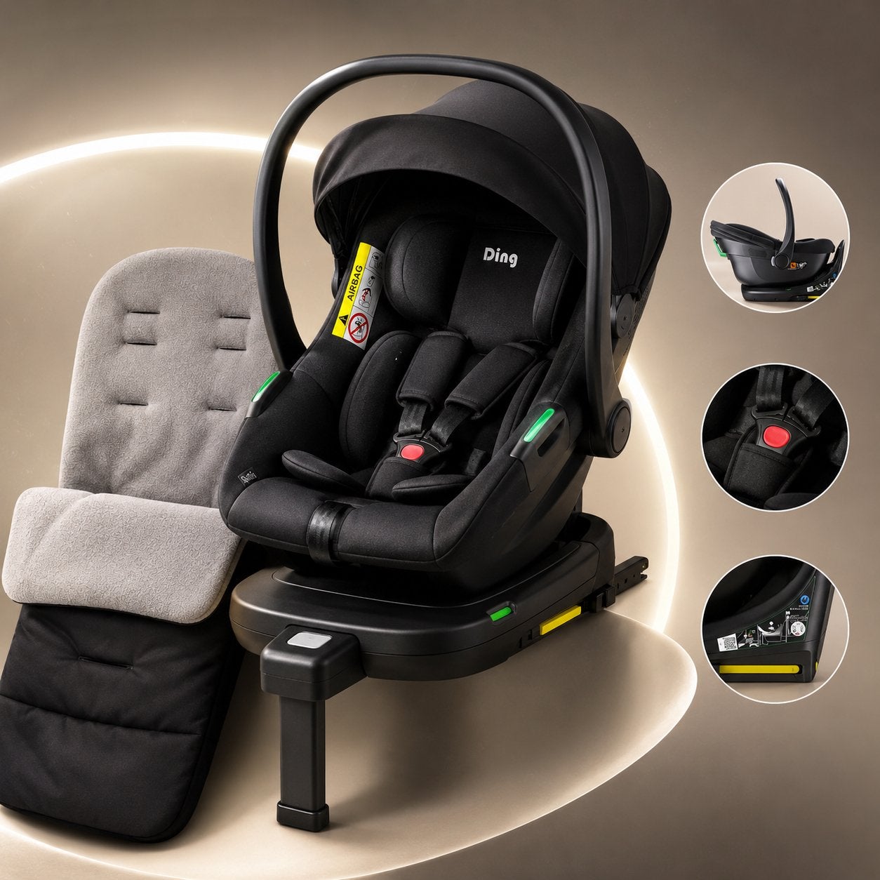 DING autostoeltje 0-13kg met Isofix base, Autogordel of Isofix, Verstelbare rugleuning, Nieuw, 0 t/m 13 kg