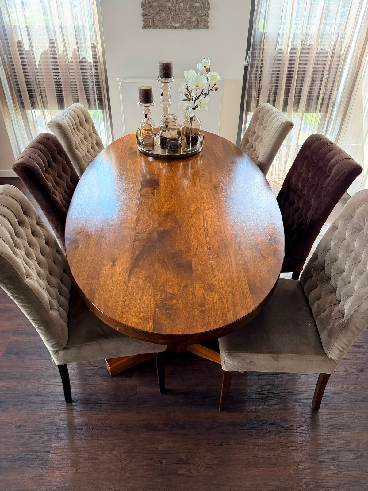 Ovale eettafel 240cm, Huis en Inrichting, Ophalen, Zo goed als nieuw, 6 tot 8 stoelen