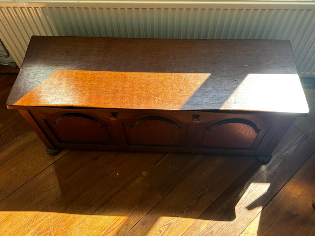 Dekenist met boven- en voorklep - Eikenhout, Huis en Inrichting, Woonaccessoires | Kisten, Ophalen, Gebruikt, 100 tot 150 cm, 50 tot 75 cm