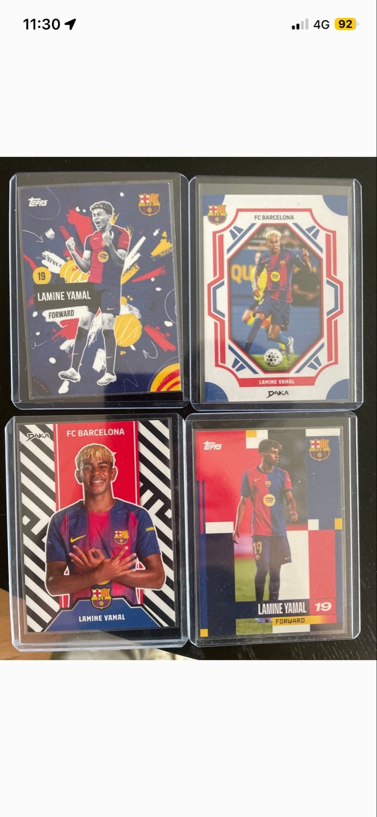 Lamine Yamal Topps FC Barcelona Voetbalkaarten (4 stuks), Verzamelen, Ophalen of Verzenden, Zo goed als nieuw, Buitenlandse clubs