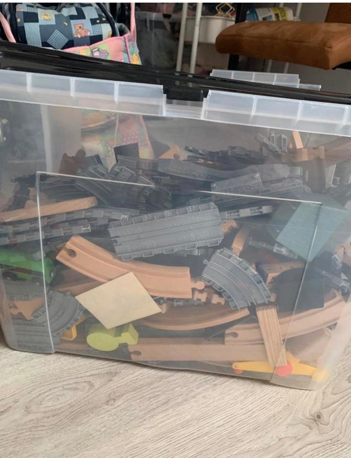 Grote partij houten en plastic treinrails, Gebruikt, Onderdelen, Zelf te bouwen, Overige aandrijving