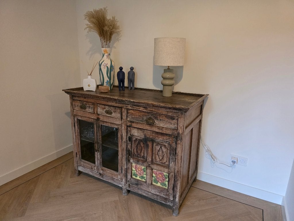 Vintage houten dressoir, Ophalen, Gebruikt, 100 tot 150 cm, Vintage