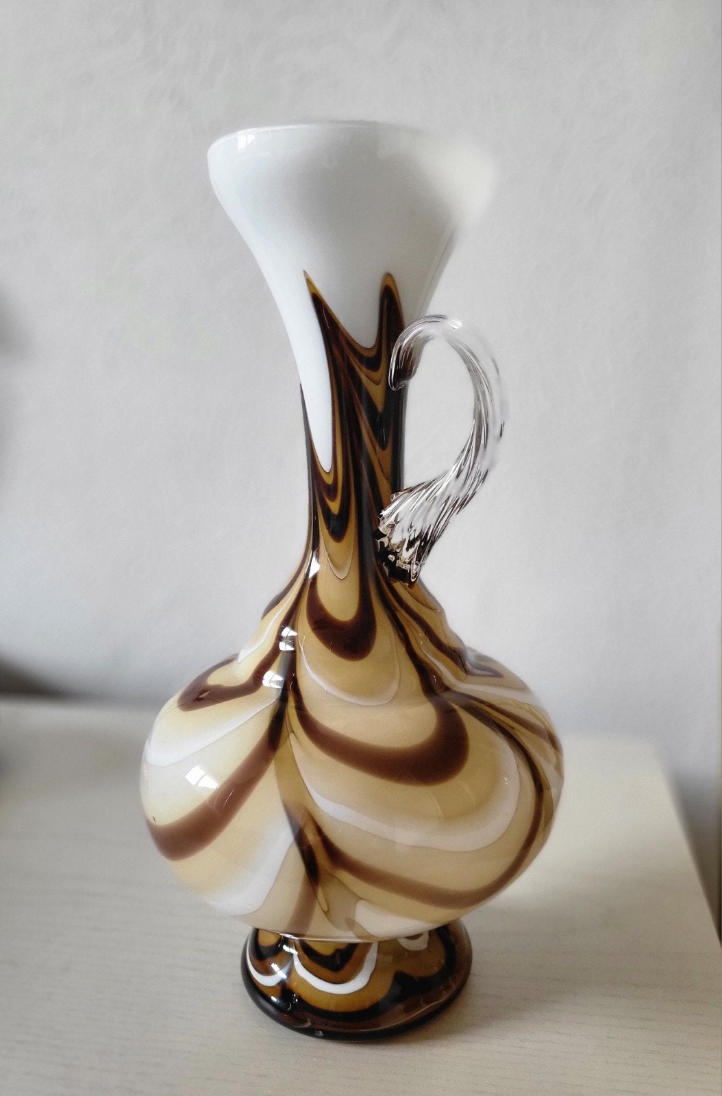 Italiaanse vintage vaas, Bruin, 30 cm, Ophalen of Verzenden, Glas