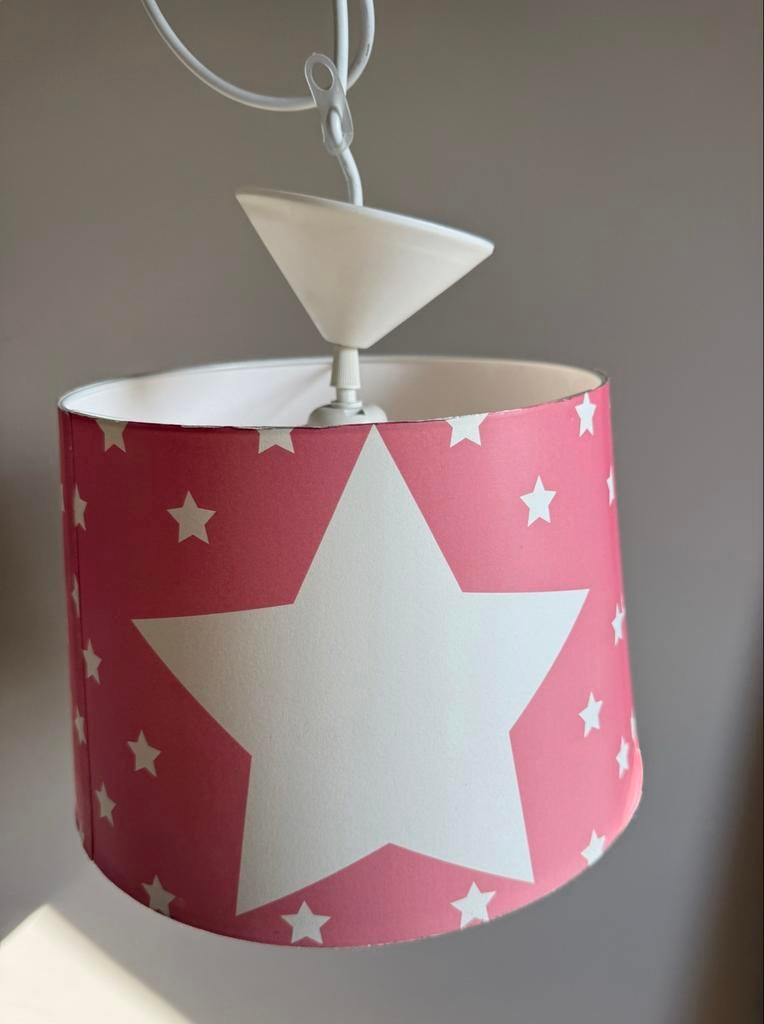 Leuke roze lamp met sterren voor kinderkamer, Ophalen of Verzenden, Gebruikt, Stof, Minder dan 50 cm