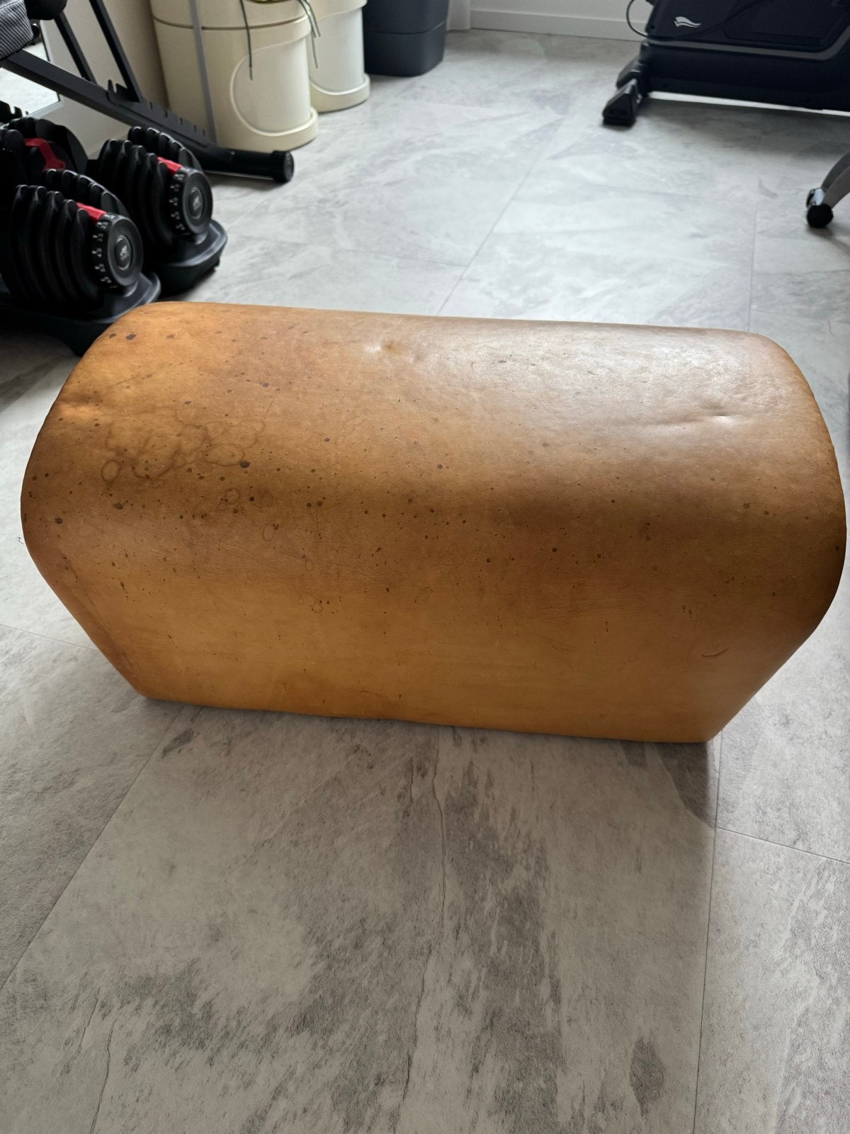 Vintage leren poef/voetenbankje bok gym, Antiek en Kunst, Ophalen of Verzenden