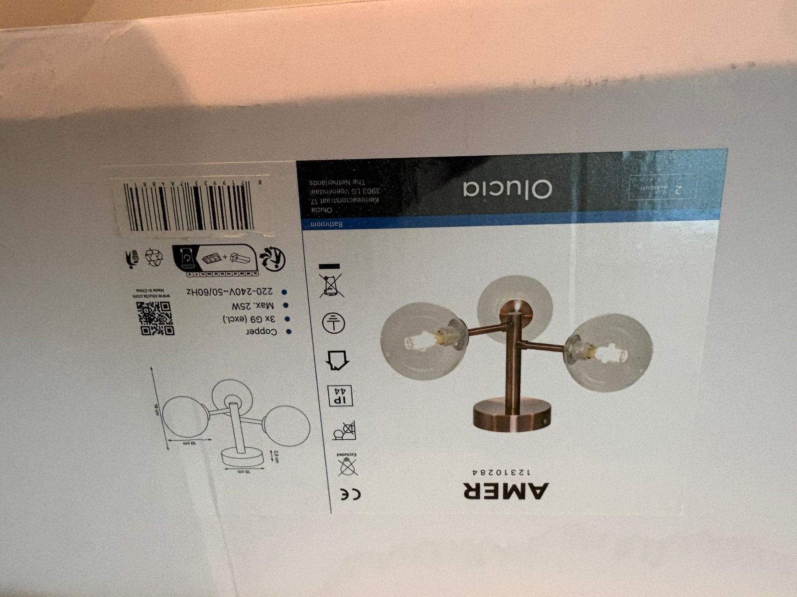 Plafoniere met 3 glazen bollen, Inclusief lichtbron, Modern, Nieuw, Ophalen of Verzenden