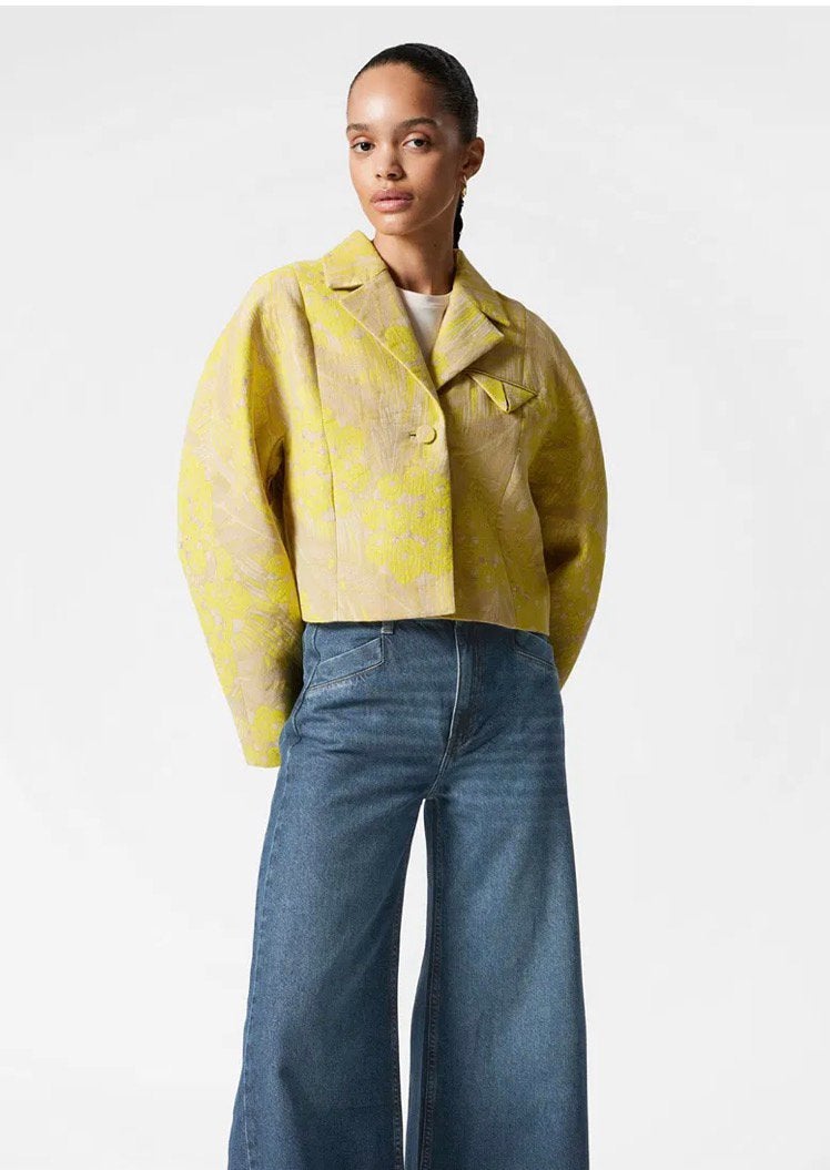 & other stories geel kort jacquard jasje maat xs nieuw!, Kleding | Dames, Jasjes, Kostuums en Pakken, Nieuw, Jasje, Maat 34 (XS) of kleiner