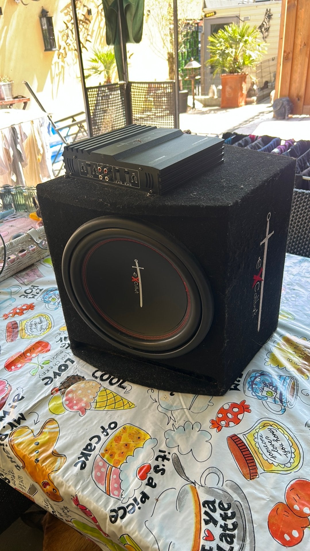 Subwoofer met versterker Excalibur X500 2 1000 watts, Auto diversen, Autospeakers, Ophalen, Gebruikt