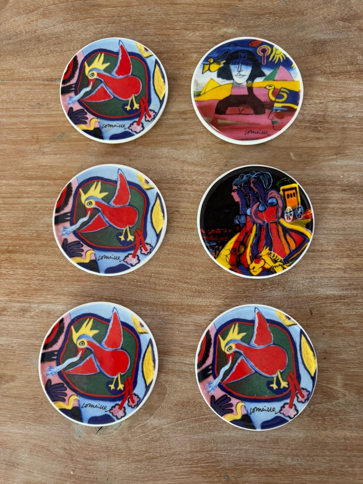 Set van 6 Corneille onderzetters - kleurrijk en uniek, Ophalen of Verzenden