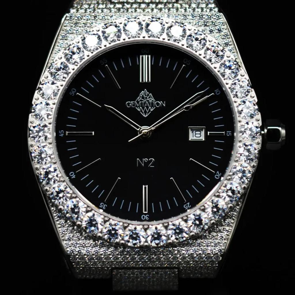 Gemtation No2 Iced Out Horloge, Sieraden, Tassen en Uiterlijk, Horloges | Heren, Overige merken, Overige materialen, Polshorloge