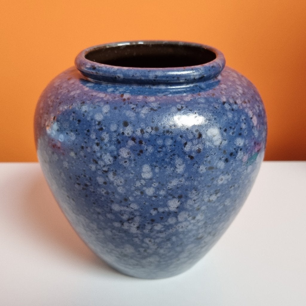 retro vintage keramiek vaas Scheurich West Germany jaren 70s, Blauw, Aardewerk of Porselein, Ophalen of Verzenden, Zo goed als nieuw