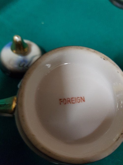 Servies Foreign, zwart blauw, 5x schotel, 6x kopje, suikerpo, Ophalen of Verzenden, 'T Olde Gre-j, Info@toldegrej.nl, Endepoelstraat 20f Didam