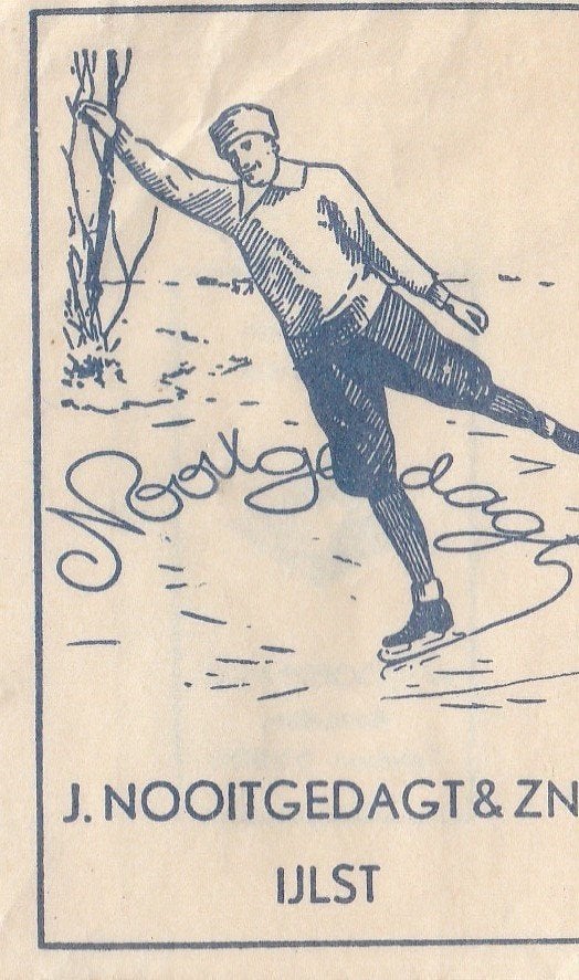 J Nooitgedagt IJlst - schaatser ijs schaatsen - hoge noren, Verzamelen, Ophalen of Verzenden