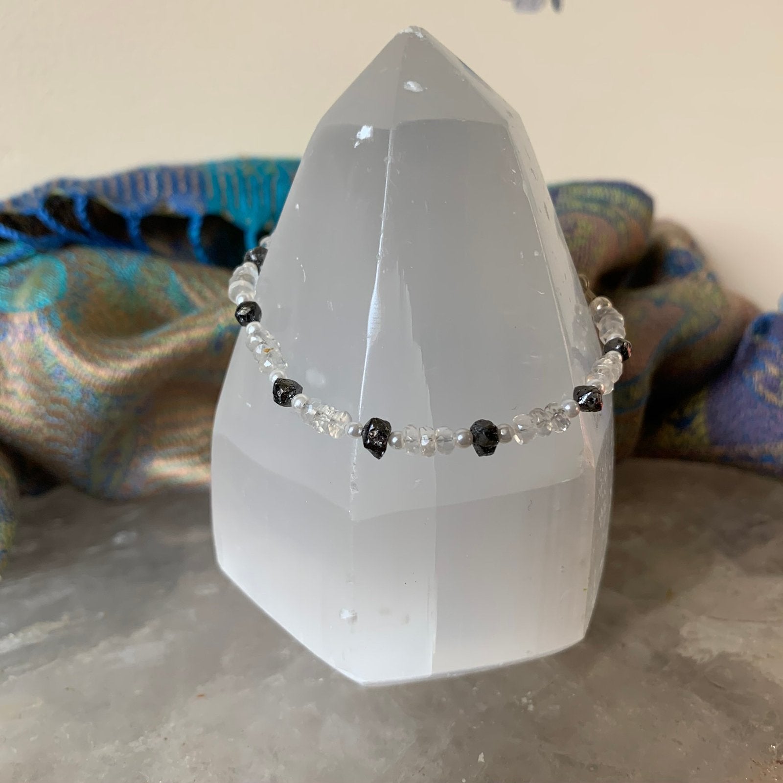 Diamant ruw Labradoriet wit geluk beschermt zeldzaam uniek, Met bedels of kralen, Blauw, Magnolia11, Nieuw