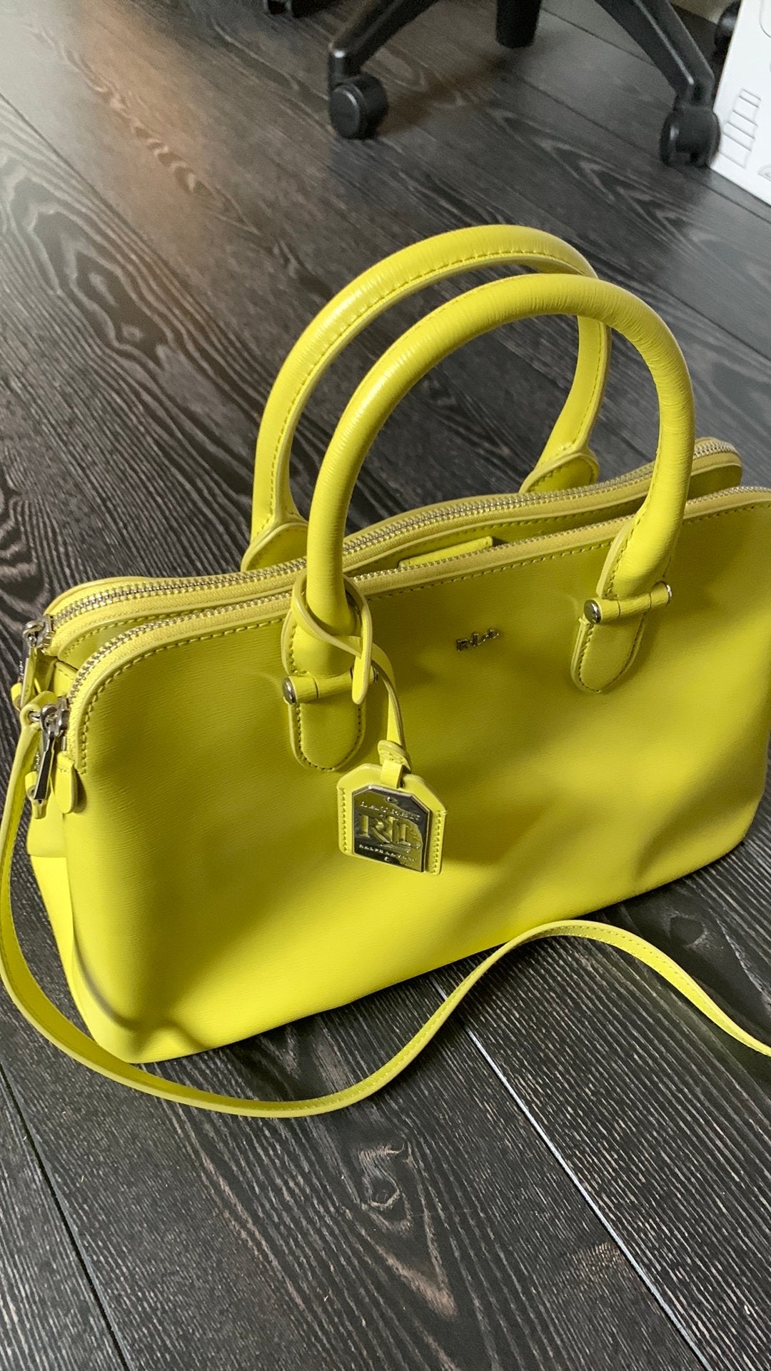 Lime leren tas Ralph Lauren met beschermtas, Ophalen of Verzenden, Zo goed als nieuw, Handtas