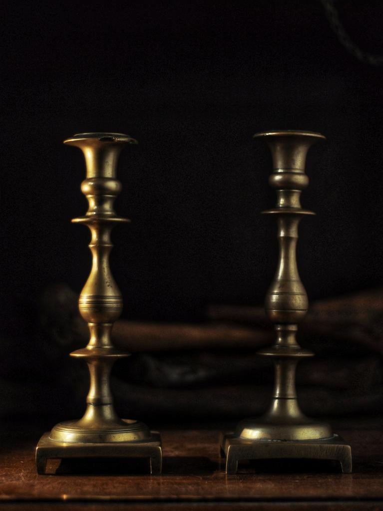 Vintage set gouden kandelaars, Antiek en Kunst, Antiek | Kandelaars, Ophalen of Verzenden