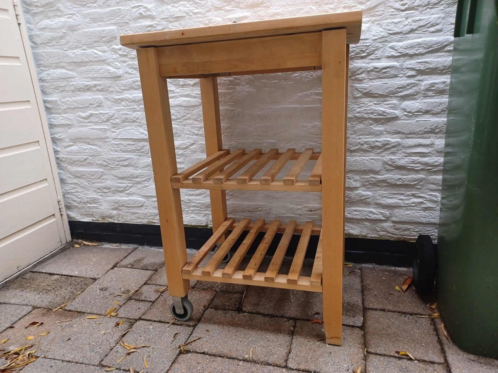 Houten keukentrolley met wieltjes, Ophalen, Gebruikt