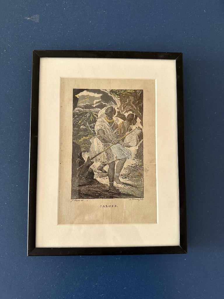 Antieke gravure - Jalofs (Jacques Kuyper), Antiek en Kunst, Ingelijst, Dagelijks leven, 1800 - 1899, Ophalen of Verzenden