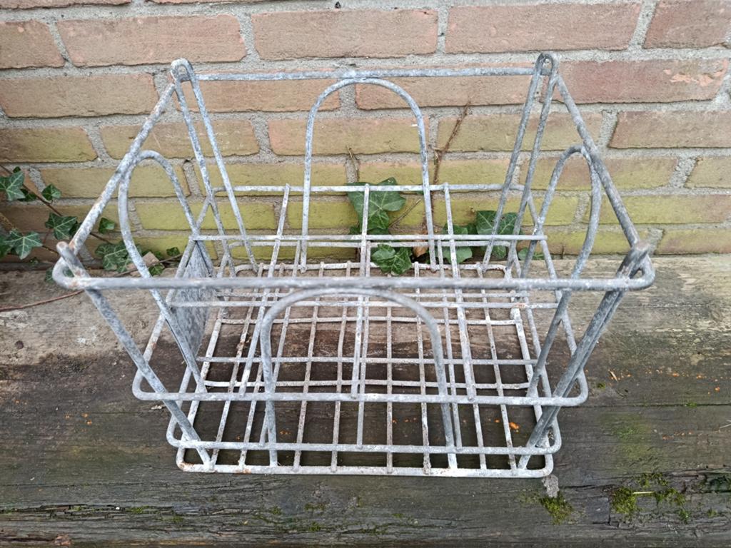 Vintage metalen flessenrek / krat, Ophalen of Verzenden