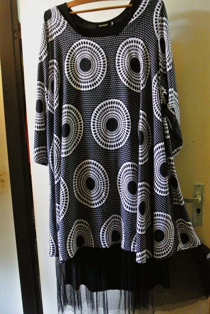 Tuniek/jurk wijd model a lijn zomer top rayon zwart/wit XXL, Kleding | Dames, Tops, Zwart, Maat 46/48 (XL) of groter, Ophalen of Verzenden