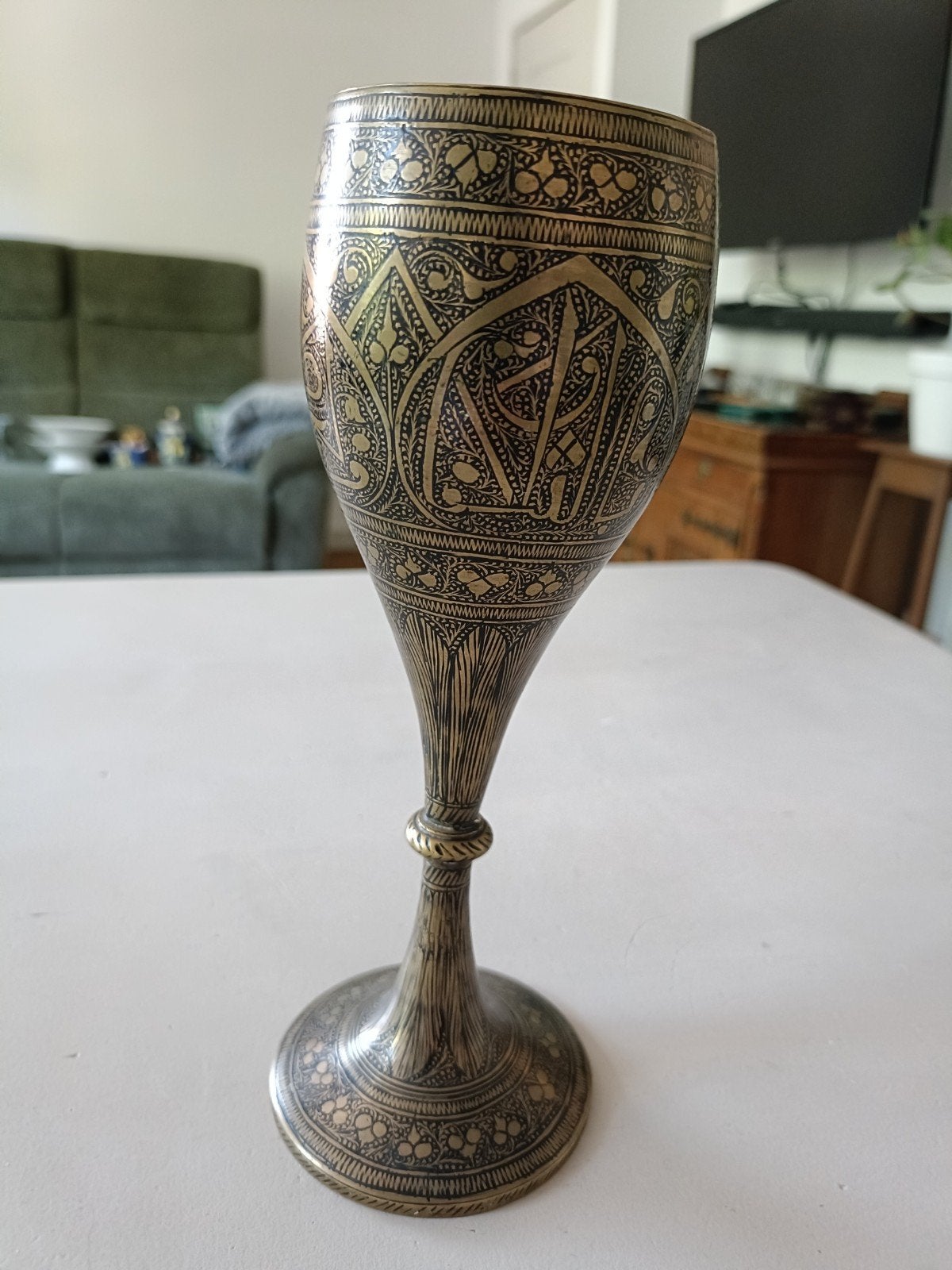 Bronzen beker met Niello versiering, Ophalen of Verzenden