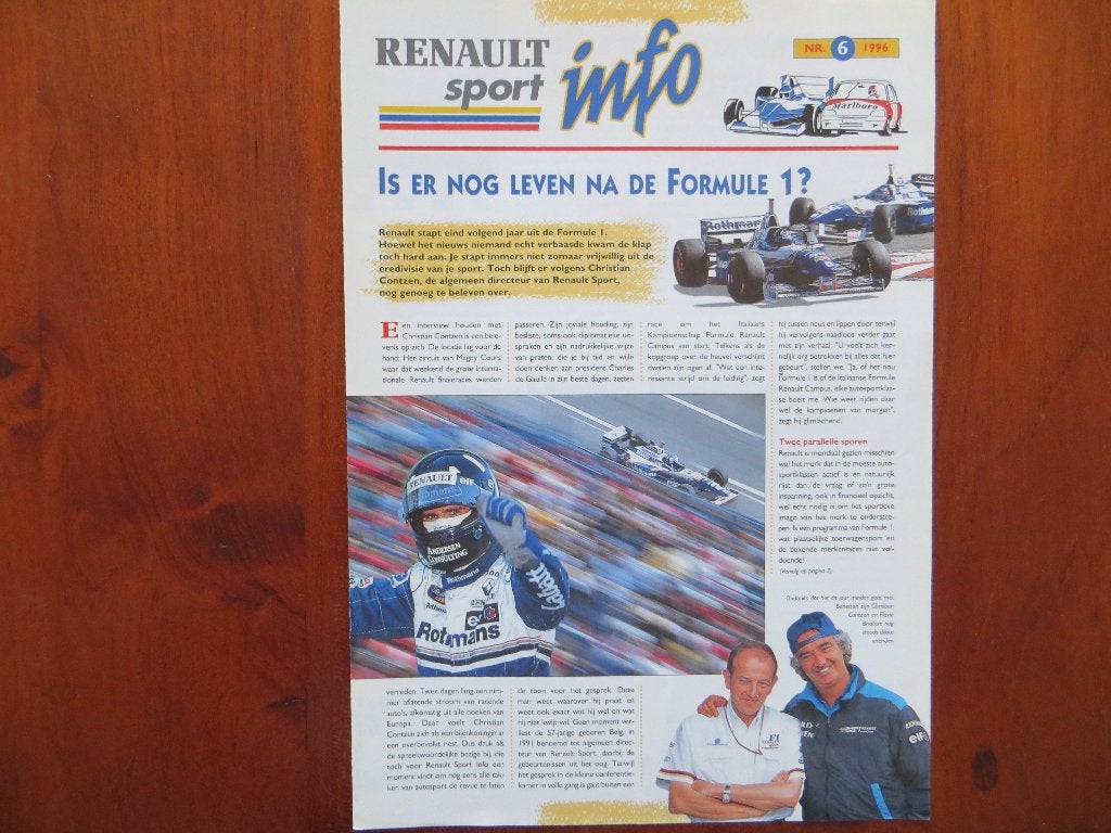 Renault Sport Info (nr. 6 1996) F1, WK-rally, toerwagens, Ophalen of Verzenden, Nieuw, Renault