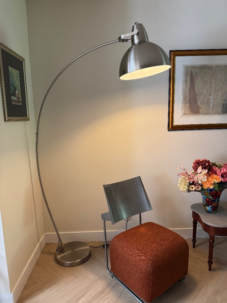 Vloer booglamp, Huis en Inrichting, Lampen | Vloerlampen, Ophalen, E27 (groot), Zo goed als nieuw, Modern