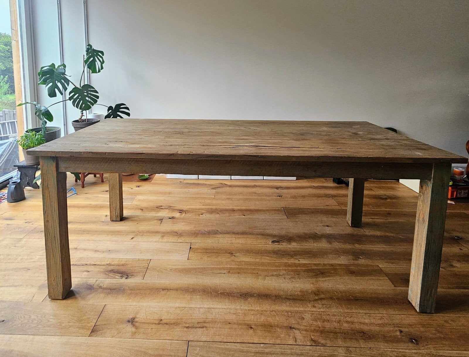 Robuuste Houten Eettafel - 199x88x76 cm, Ophalen, Gebruikt, 50 tot 100 cm, 150 tot 200 cm
