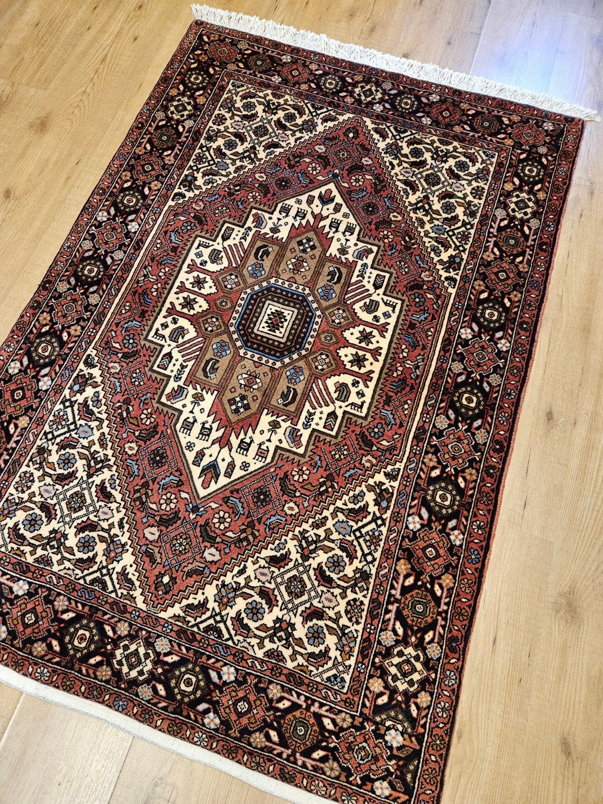 Handgeknoopt perzisch tapijt goltoch 157x104, 100 tot 150 cm, Perzisch, Vof Slats Antiek, 150 tot 200 cm