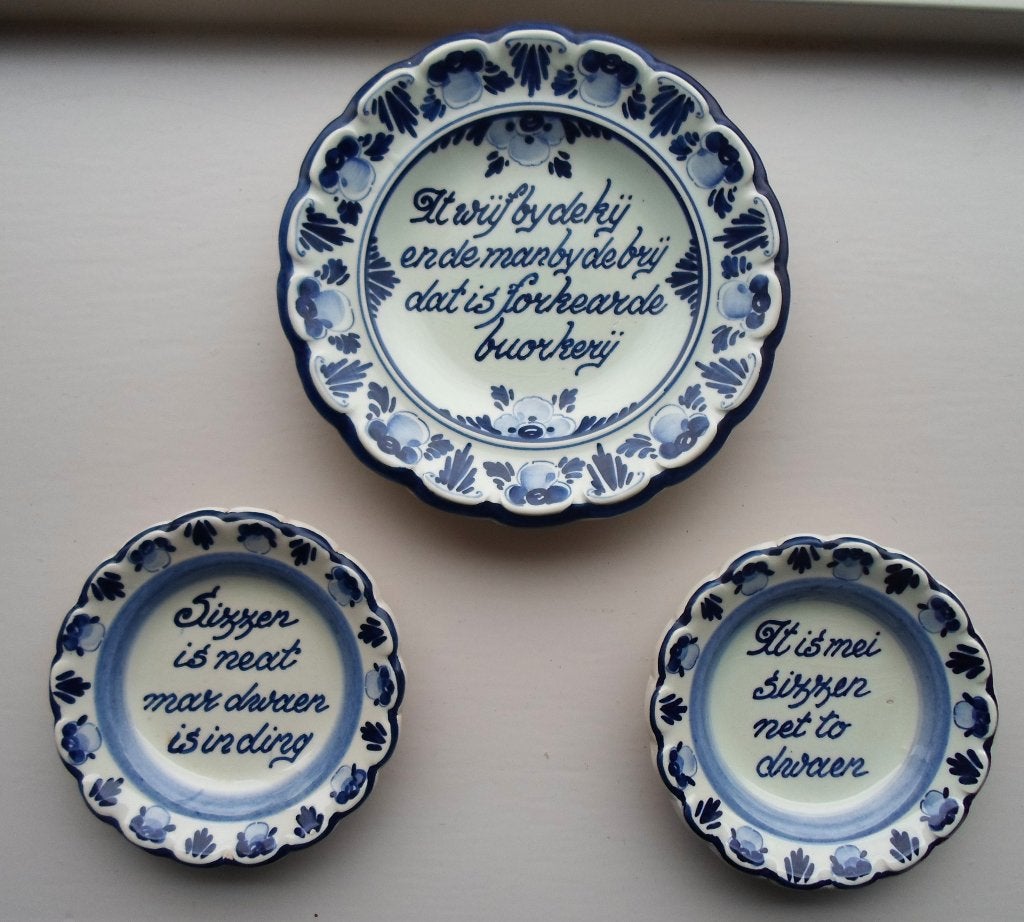 3 Wandborden Friese spreuken. Delfts Blauw, Antiek en Kunst, Ophalen of Verzenden