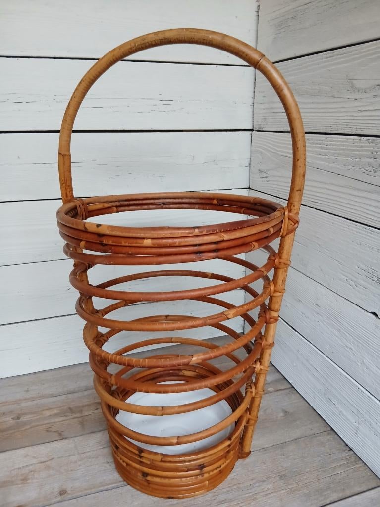 Vintage jaren ’60 rotan paraplubak, Italiaans ontwerp., Ophalen of Verzenden