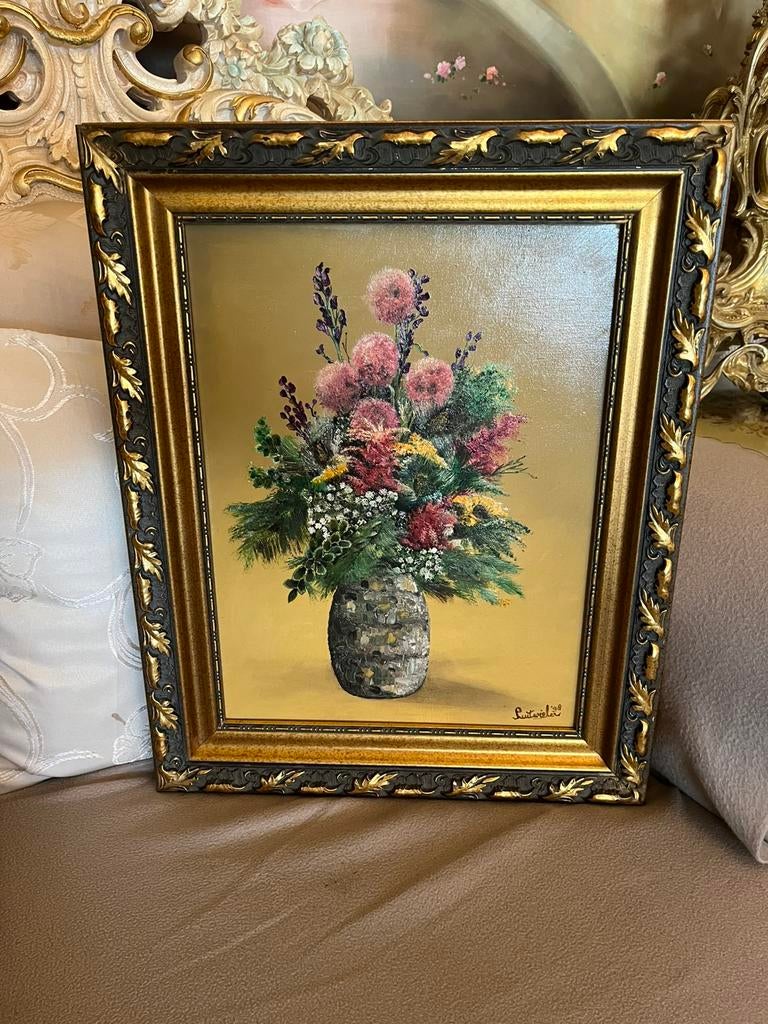 Prachtige olieverf bloemen schilderij, Ophalen of Verzenden