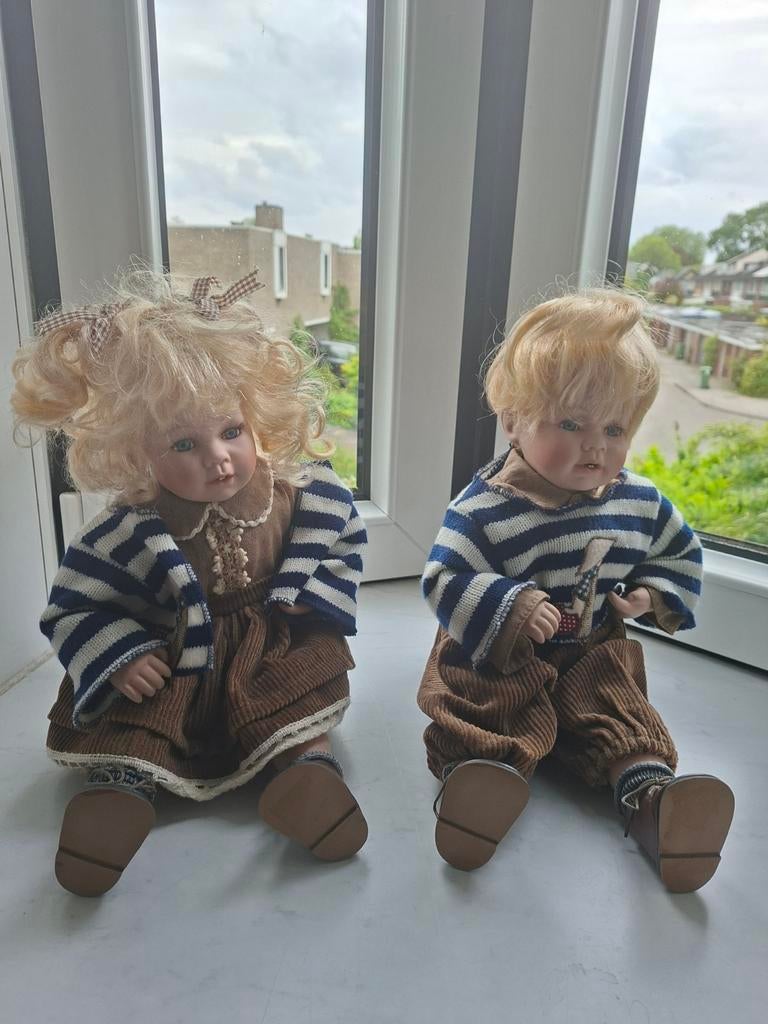 Vintage porseleinen poppen: jongen en meisje, Ophalen of Verzenden, Zo goed als nieuw, Overige typen