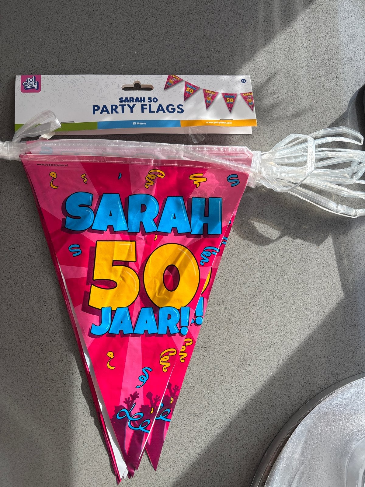 Sarah 50 Jaar Party Vlaggenlijn - 10 Meter, Ophalen of Verzenden, Nieuw, Versiering, Abraham of Sarah