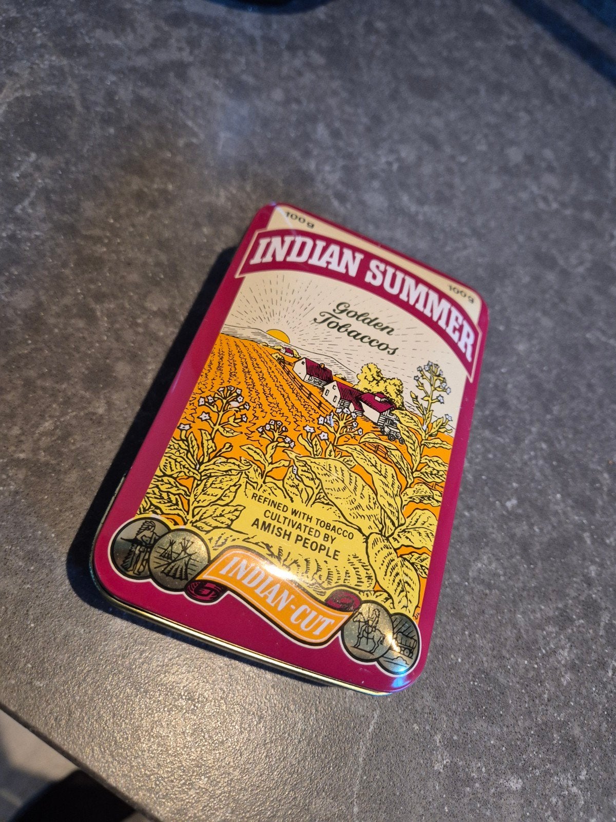Vintage Indian Summer tabaksblikje - Gouden Tabakken, Ophalen, Gebruikt, Overige, Overige merken