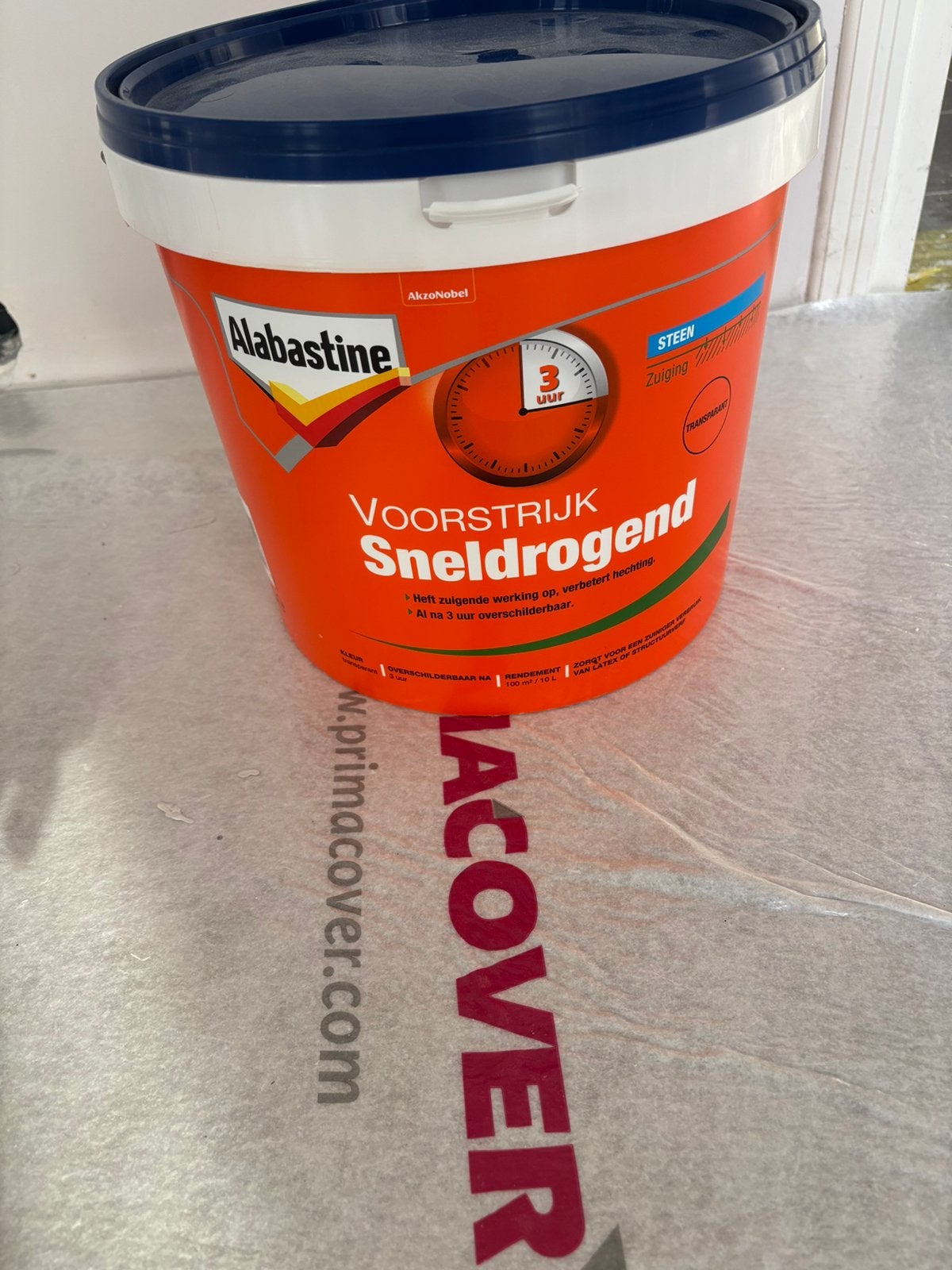 Alabastine voorstrijk 8 liter sneldrogend, een lage prijs, Ophalen, Zo goed als nieuw, Wit