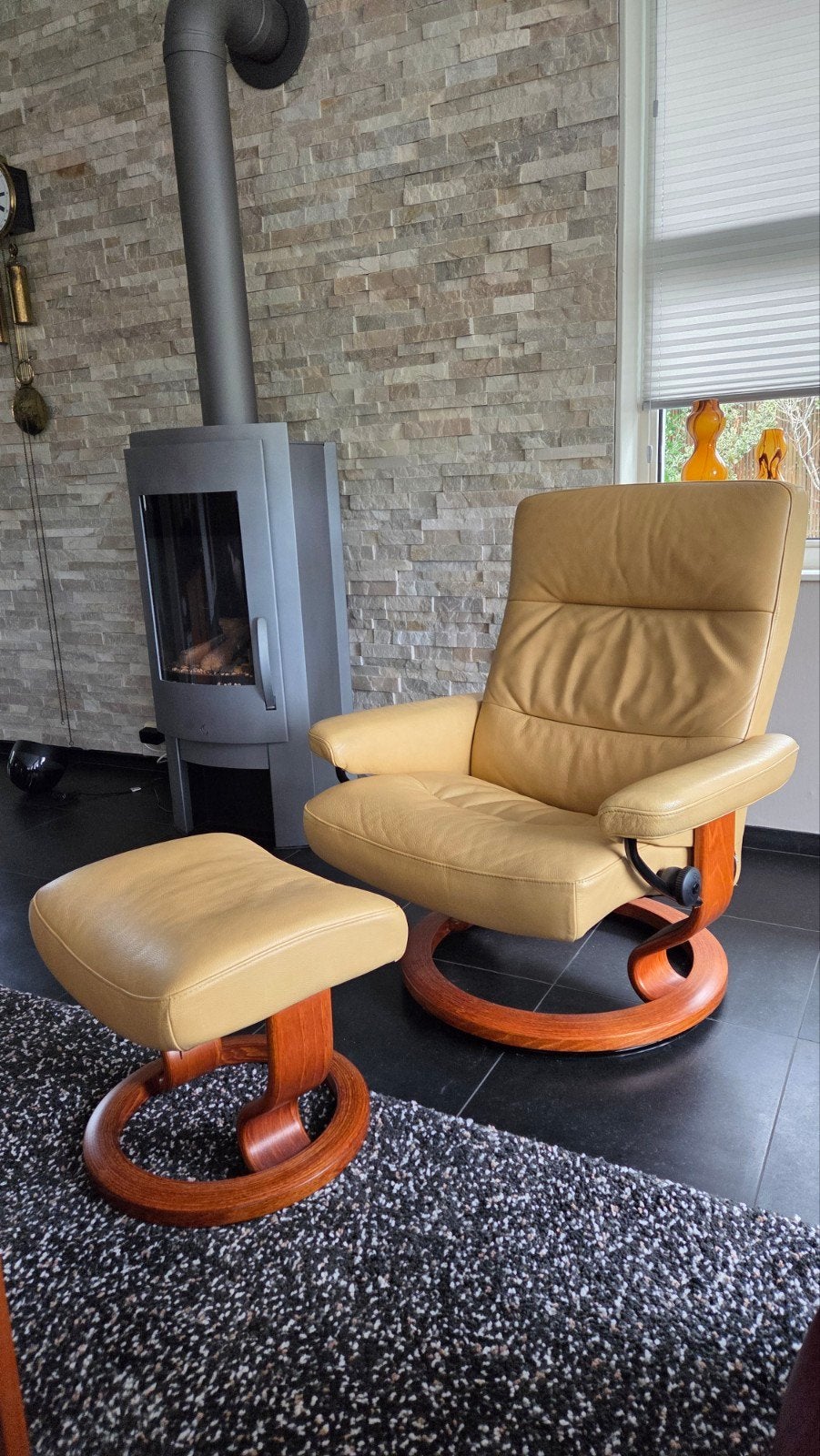 STRESSLESS Leren relaxfauteuil met voetenbank -, Ophalen, Overige kleuren, Modern comfort, Zo goed als nieuw