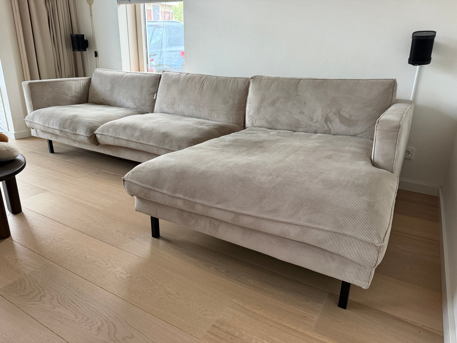 Mads By SIDDE Hoekbank Rib Taupe Grijs Beige, Ophalen, 250 tot 300 cm, Gebruikt, 100 tot 125 cm