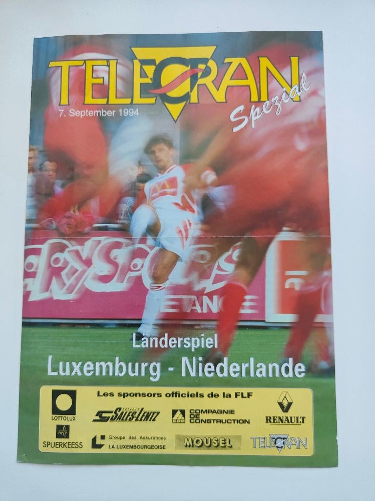 Luxemburg - Nederland officieel programma 7-9-1994, Verzenden, Zo goed als nieuw, Overige binnenlandse clubs, Overige typen
