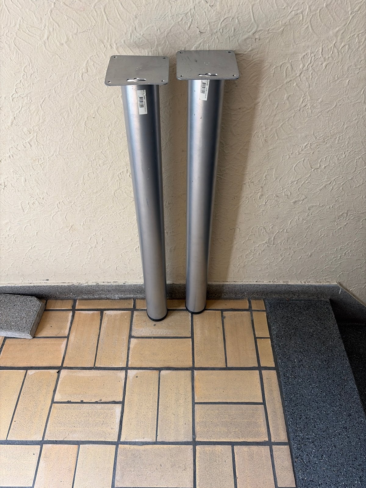 2x Aluminium Tafelpoten - 90 cm hoog, Ophalen, Tafelpoot, Minder dan 50 cm, Gebruikt