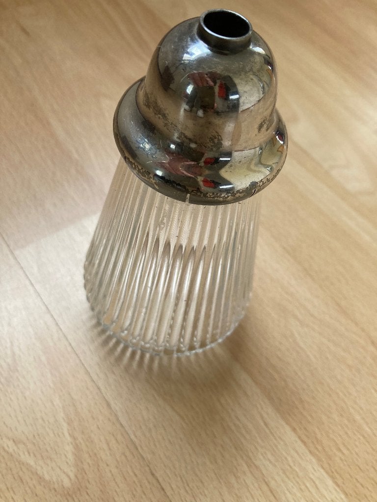 Suikerstrooier van glas en verzilverd, Antiek en Kunst, Ophalen